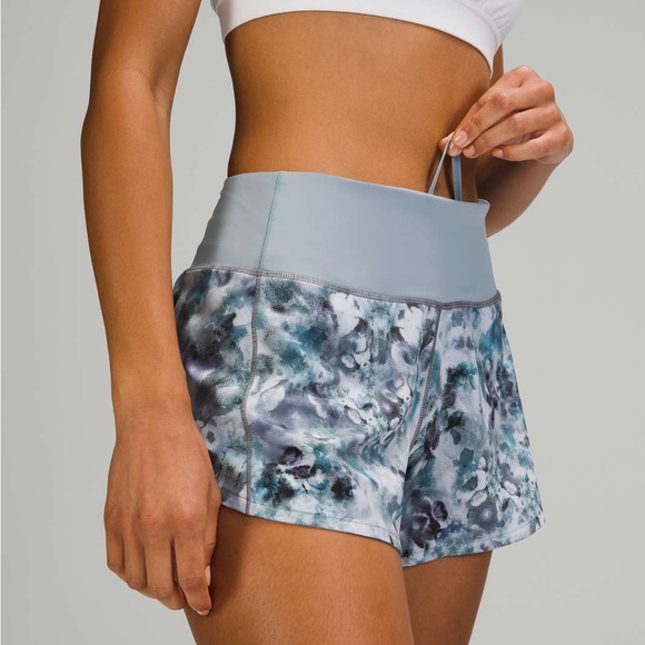 Lululemon Speed Up Mid-Rise Short 4" Kaleidofloral Multi / Blue Cast Size 14 - Picture 1 of 6
